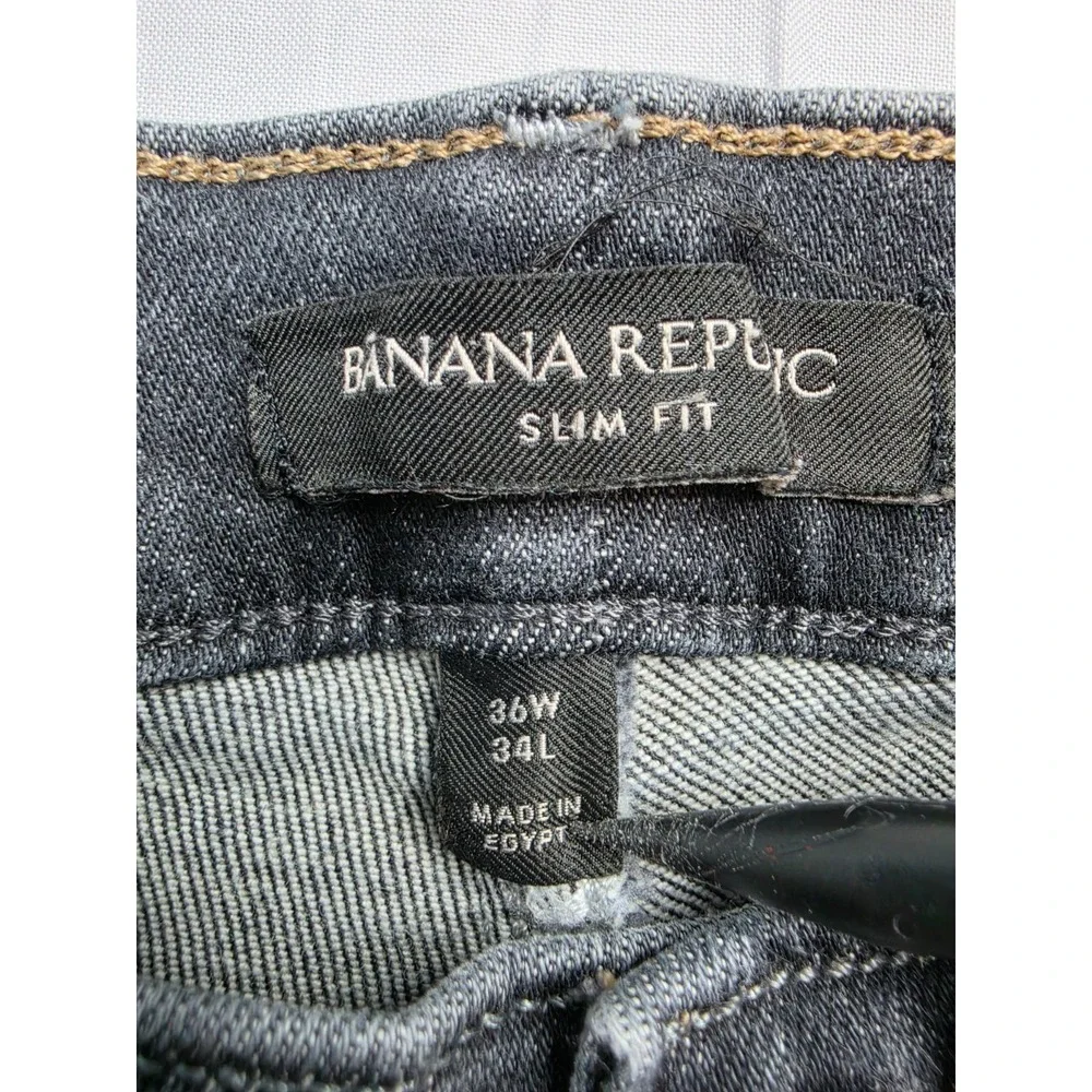 Banana Republic Jeans Mens 36x34 Gray Denim Stretch Slim Fit Straight Leg Skater